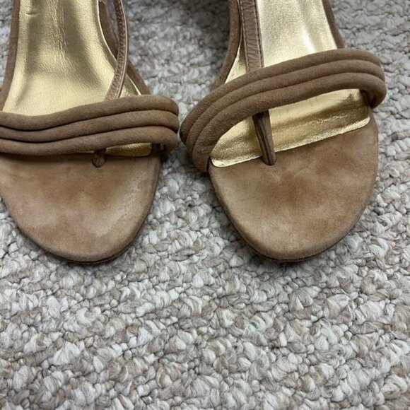 Donald J Pliner Sz 8.5 Viana Tan Strappy Thong Heel Sandals Made in Italy Slide - Picture 9 of 9